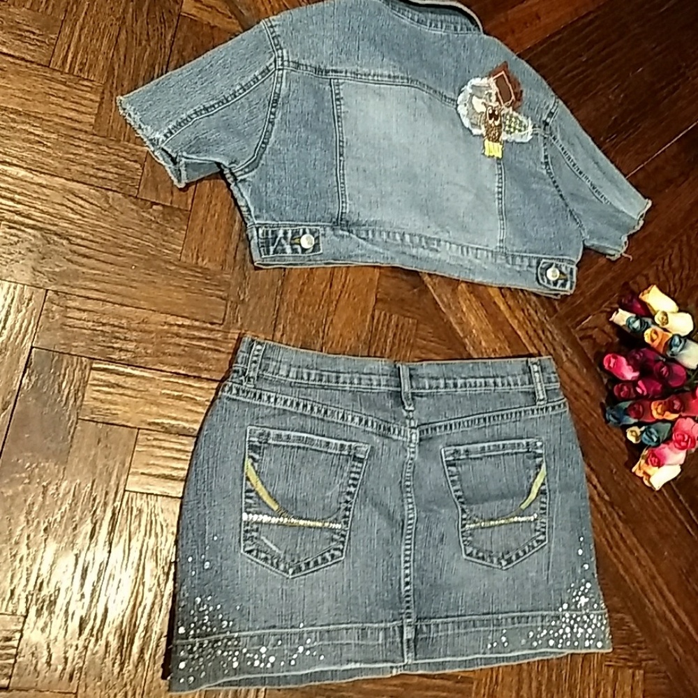 FINAL PRICE❤️‍🔥2.pc set mini skirt and goddess.jeans mini jacket - Picture 8 of 8